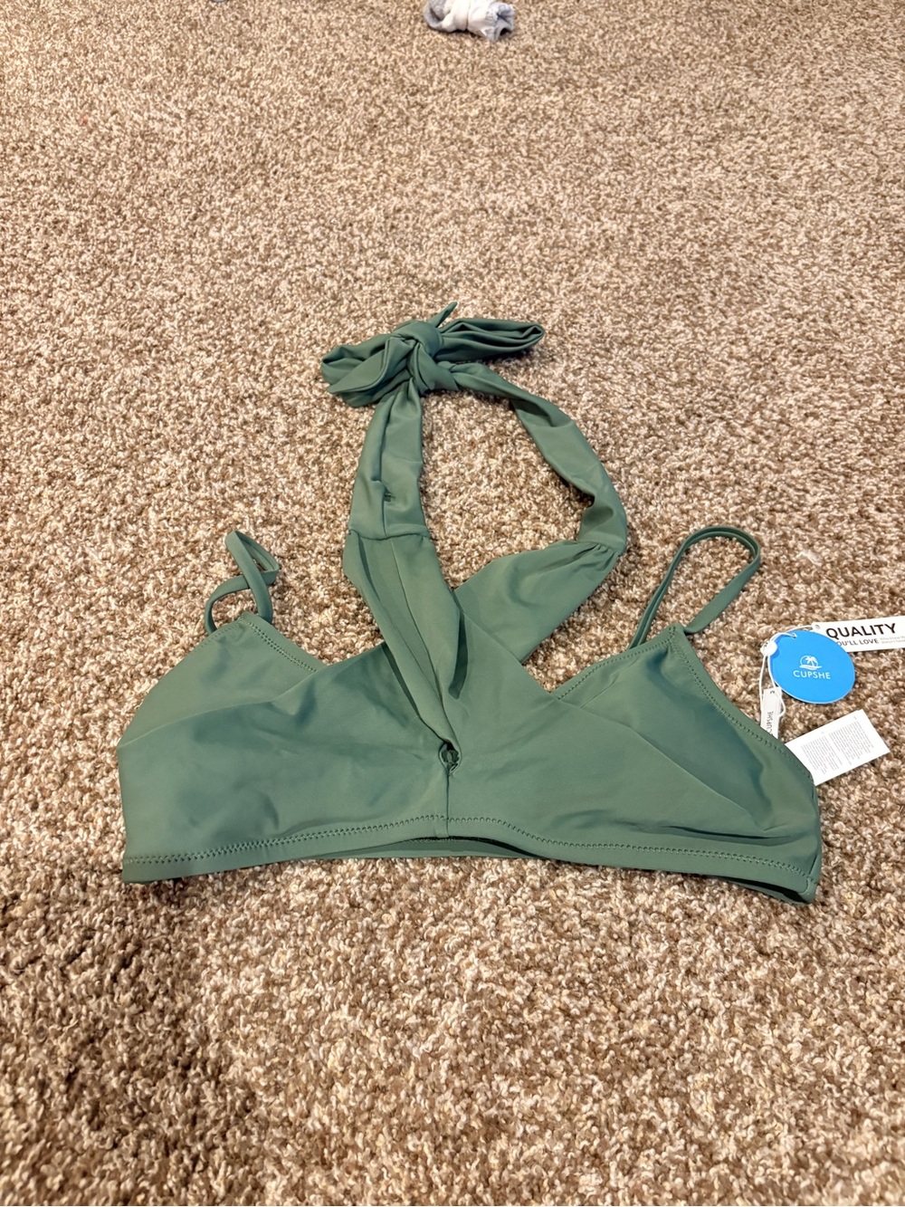 Women's Olive Green Halter Bikini Top - Cupshe NWT medium